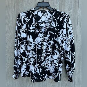 Alfani Black and White Floral Peasant Blouse Size Petite XL
